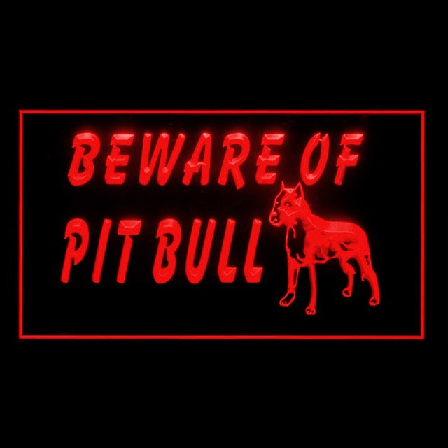 210069 Beware of Pit Bull Terrier Pets Home Decor Open Display illuminated Night Light Neon Sign 16 Color By Remote