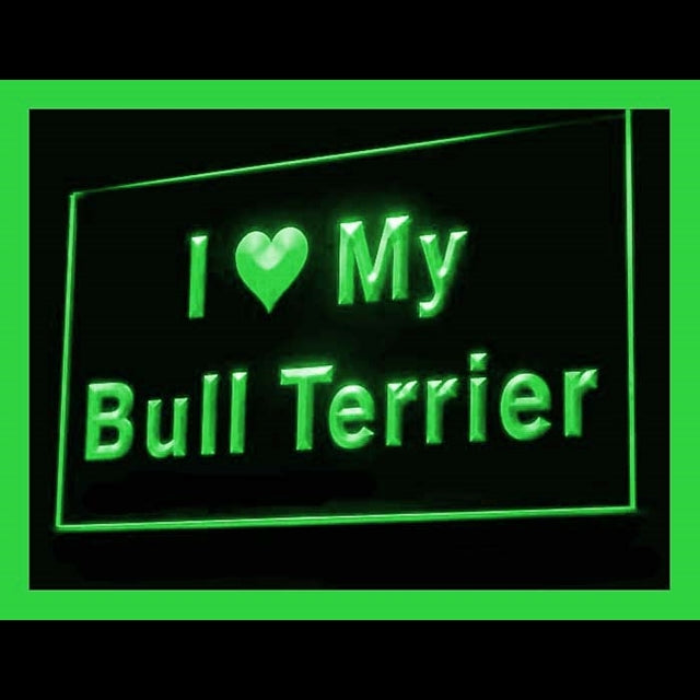 210085 I Love My Bull Terrier Pets Shop Home Decor Open Display illuminated Night Light Neon Sign 16 Color By Remote