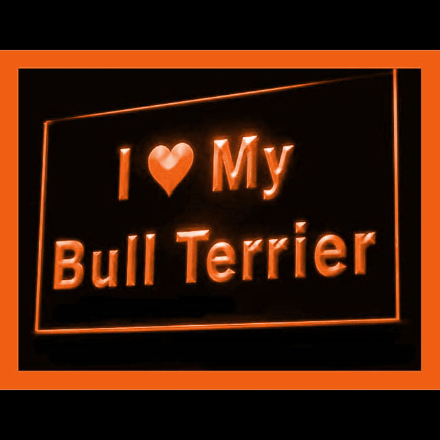 210085 I Love My Bull Terrier Pets Shop Home Decor Open Display illuminated Night Light Neon Sign 16 Color By Remote