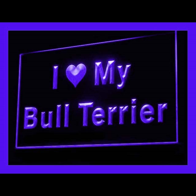 210085 I Love My Bull Terrier Pets Shop Home Decor Open Display illuminated Night Light Neon Sign 16 Color By Remote