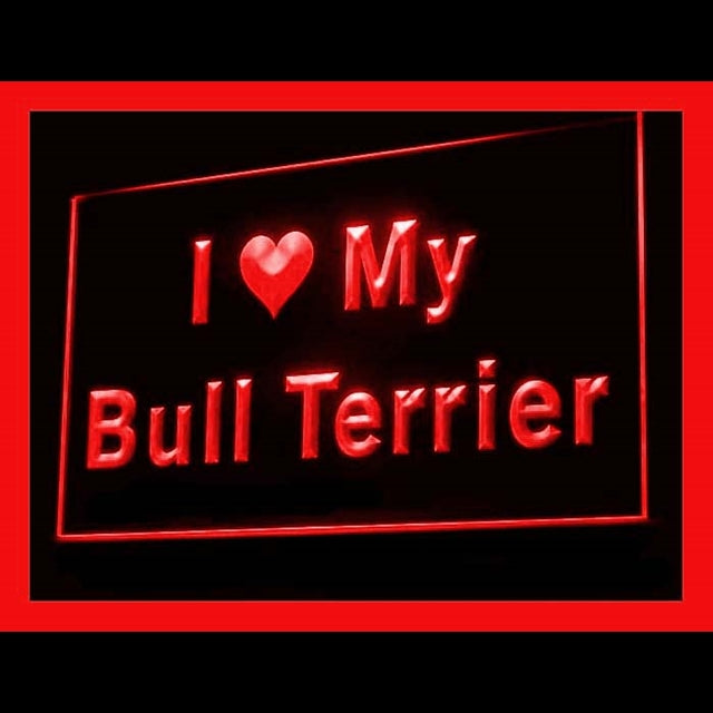 210085 I Love My Bull Terrier Pets Shop Home Decor Open Display illuminated Night Light Neon Sign 16 Color By Remote