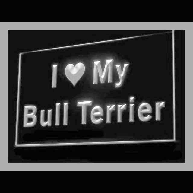 210085 I Love My Bull Terrier Pets Shop Home Decor Open Display illuminated Night Light Neon Sign 16 Color By Remote