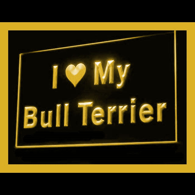 210085 I Love My Bull Terrier Pets Shop Home Decor Open Display illuminated Night Light Neon Sign 16 Color By Remote