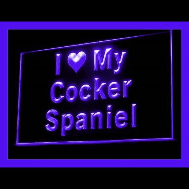 210087 I Love My Cocker Spaniel Pets Shop Home Decor Open Display illuminated Night Light Neon Sign 16 Color By Remote