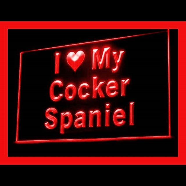 210087 I Love My Cocker Spaniel Pets Shop Home Decor Open Display illuminated Night Light Neon Sign 16 Color By Remote