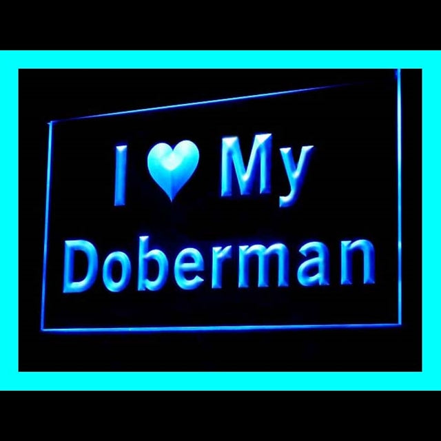 210088 I Love My Doberman Pets Shop Home Decor Open Display illuminated Night Light Neon Sign 16 Color By Remote
