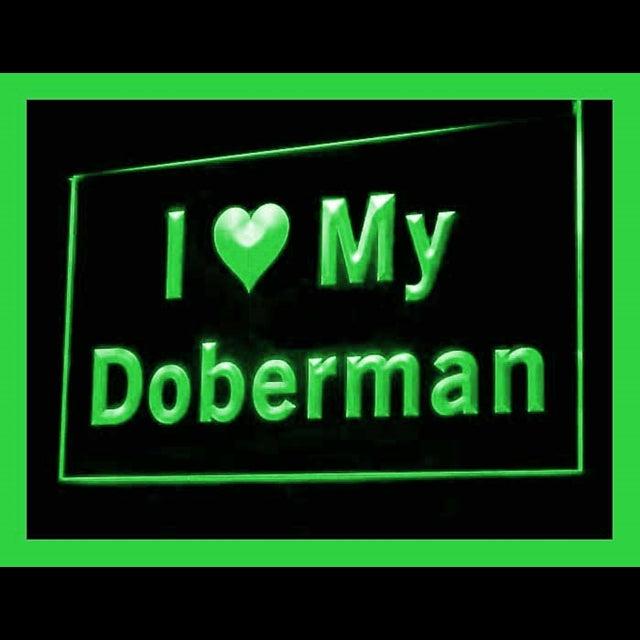 210088 I Love My Doberman Pets Shop Home Decor Open Display illuminated Night Light Neon Sign 16 Color By Remote