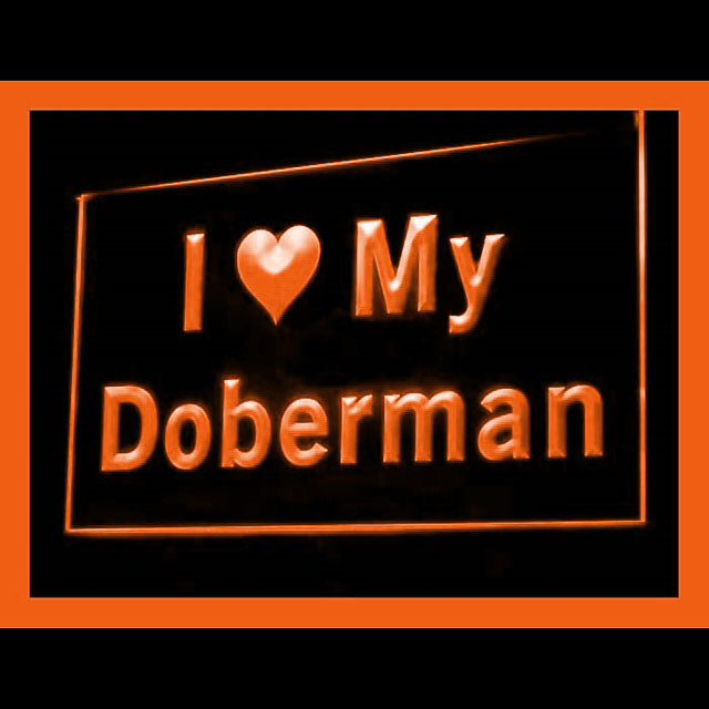 210088 I Love My Doberman Pets Shop Home Decor Open Display illuminated Night Light Neon Sign 16 Color By Remote