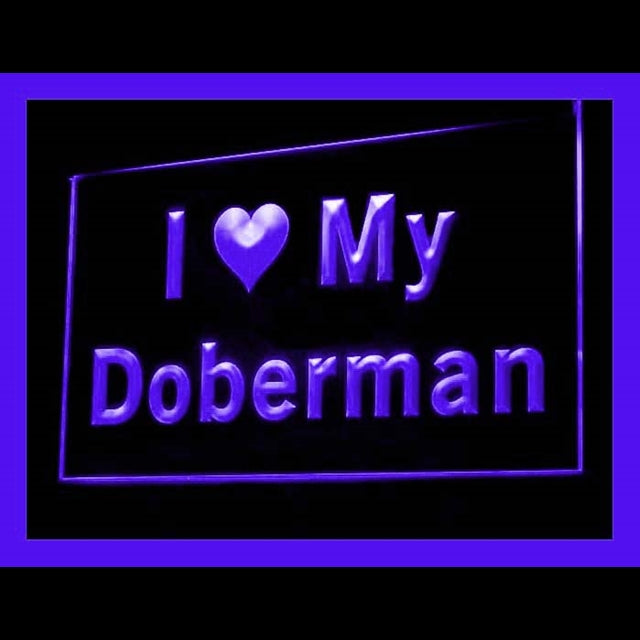 210088 I Love My Doberman Pets Shop Home Decor Open Display illuminated Night Light Neon Sign 16 Color By Remote