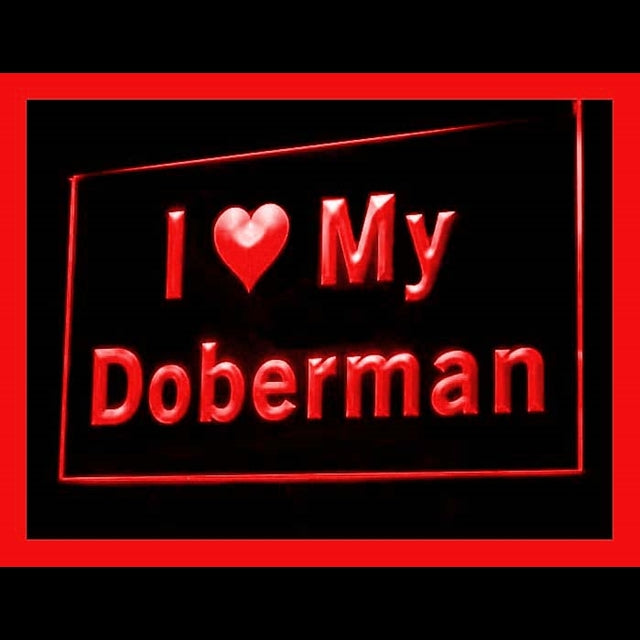 210088 I Love My Doberman Pets Shop Home Decor Open Display illuminated Night Light Neon Sign 16 Color By Remote