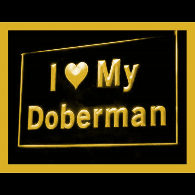 210088 I Love My Doberman Pets Shop Home Decor Open Display illuminated Night Light Neon Sign 16 Color By Remote