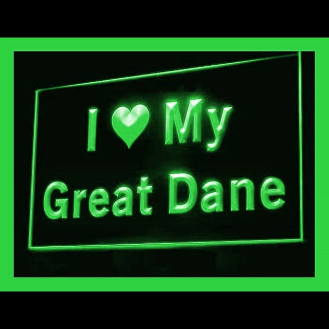 210089 I Love My Great Dane Pets Shop Home Decor Open Display illuminated Night Light Neon Sign 16 Color By Remote