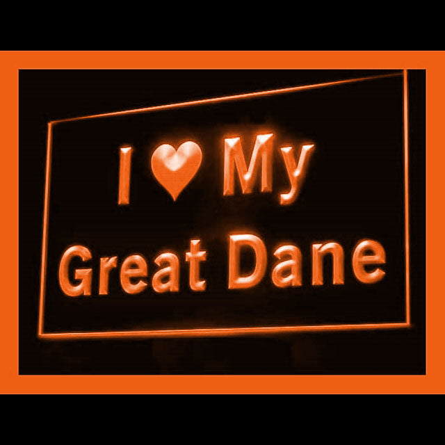 210089 I Love My Great Dane Pets Shop Home Decor Open Display illuminated Night Light Neon Sign 16 Color By Remote