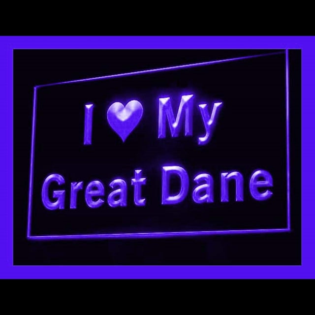 210089 I Love My Great Dane Pets Shop Home Decor Open Display illuminated Night Light Neon Sign 16 Color By Remote