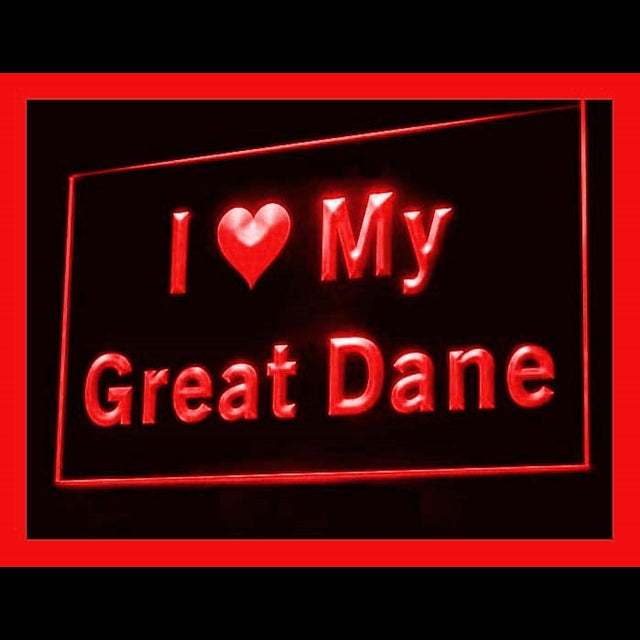 210089 I Love My Great Dane Pets Shop Home Decor Open Display illuminated Night Light Neon Sign 16 Color By Remote