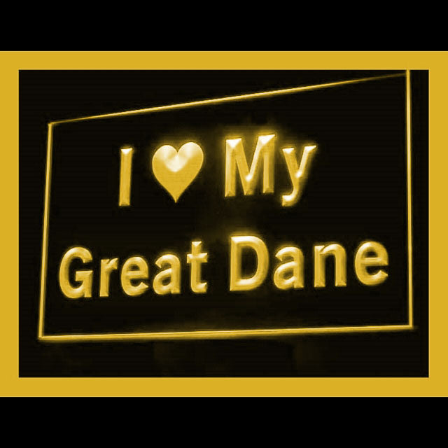 210089 I Love My Great Dane Pets Shop Home Decor Open Display illuminated Night Light Neon Sign 16 Color By Remote