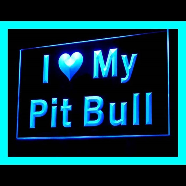 210092 I Love My Pit Bull Pets Shop Home Decor Open Display illuminated Night Light Neon Sign 16 Color By Remote