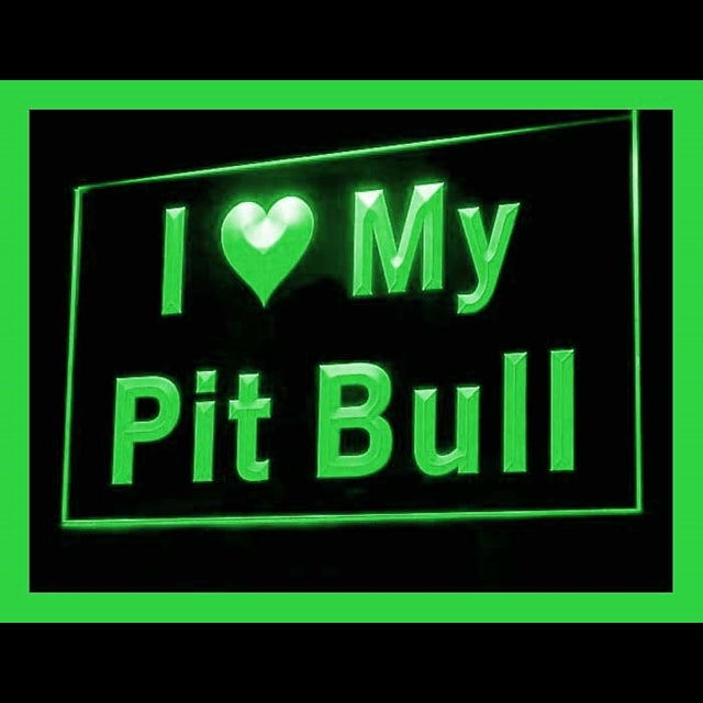 210092 I Love My Pit Bull Pets Shop Home Decor Open Display illuminated Night Light Neon Sign 16 Color By Remote