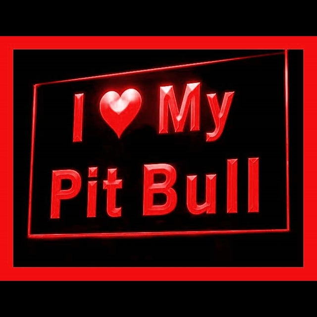 210092 I Love My Pit Bull Pets Shop Home Decor Open Display illuminated Night Light Neon Sign 16 Color By Remote
