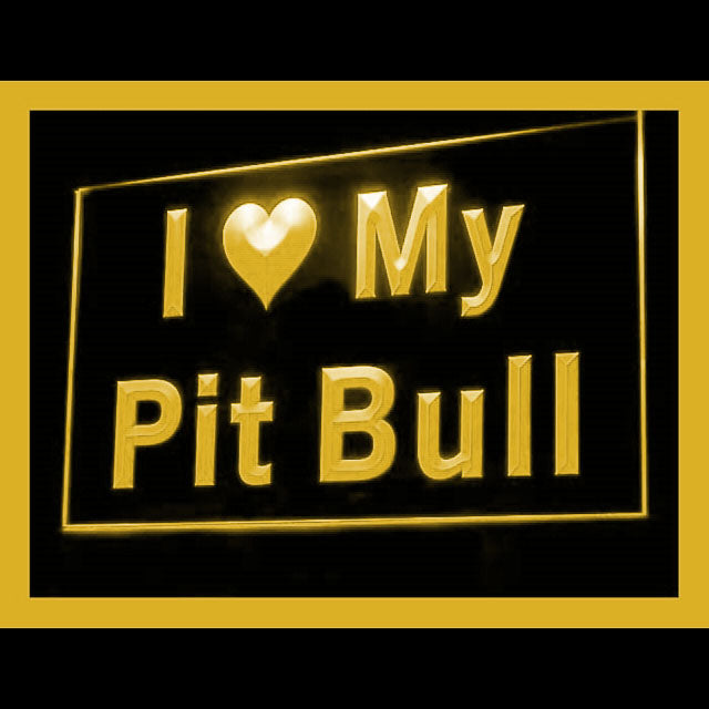 210092 I Love My Pit Bull Pets Shop Home Decor Open Display illuminated Night Light Neon Sign 16 Color By Remote
