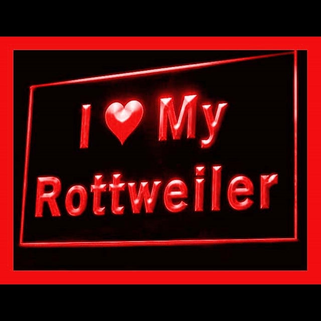 210094 I Love My Rottweiler Pets Shop Home Decor Open Display illuminated Night Light Neon Sign 16 Color By Remote