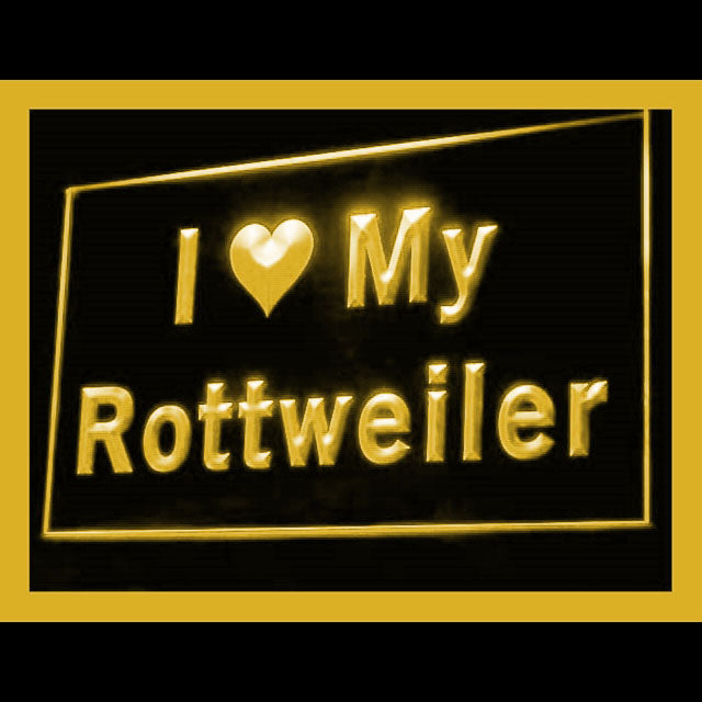 210094 I Love My Rottweiler Pets Shop Home Decor Open Display illuminated Night Light Neon Sign 16 Color By Remote