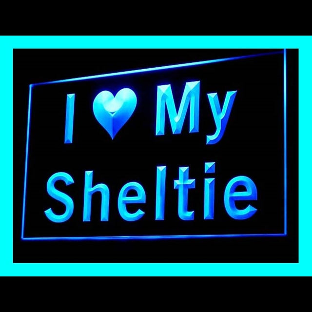 210098 I Love My Sheltie Loyalty Pet Purebred Home Decor Open Display illuminated Night Light Neon Sign 16 Color By Remote