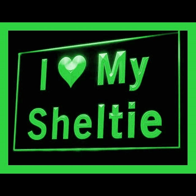 210098 I Love My Sheltie Loyalty Pet Purebred Home Decor Open Display illuminated Night Light Neon Sign 16 Color By Remote