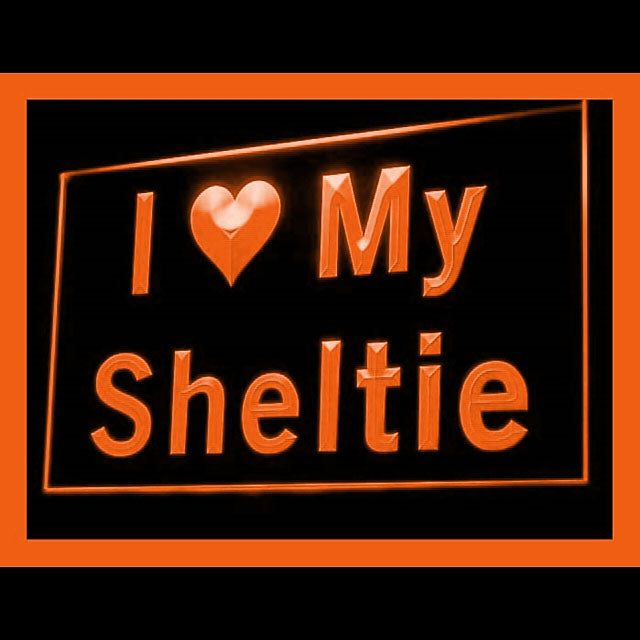 210098 I Love My Sheltie Loyalty Pet Purebred Home Decor Open Display illuminated Night Light Neon Sign 16 Color By Remote
