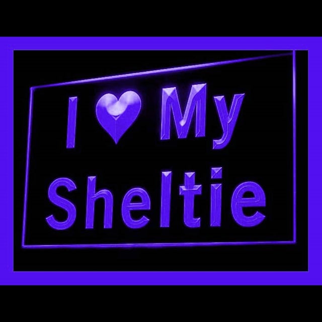210098 I Love My Sheltie Loyalty Pet Purebred Home Decor Open Display illuminated Night Light Neon Sign 16 Color By Remote