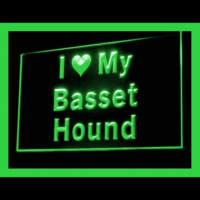 210100 I Love My Basset Hound Pets Shop Home Decor Open Display illuminated Night Light Neon Sign 16 Color By Remote
