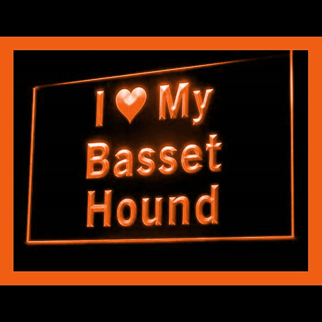 210100 I Love My Basset Hound Pets Shop Home Decor Open Display illuminated Night Light Neon Sign 16 Color By Remote
