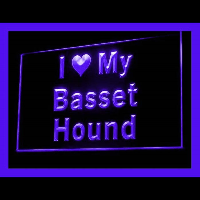 210100 I Love My Basset Hound Pets Shop Home Decor Open Display illuminated Night Light Neon Sign 16 Color By Remote