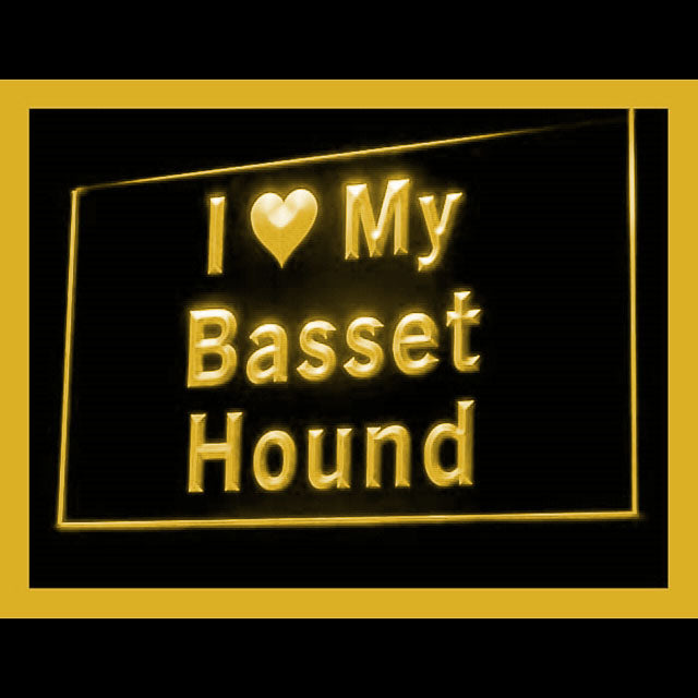 210100 I Love My Basset Hound Pets Shop Home Decor Open Display illuminated Night Light Neon Sign 16 Color By Remote