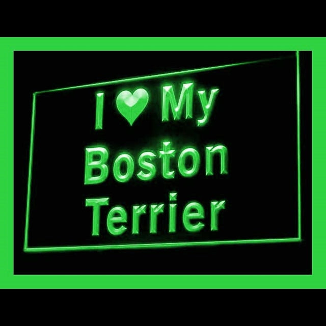 210103 I Love My Boston Terrier Pets Shop Home Decor Open Display illuminated Night Light Neon Sign 16 Color By Remote