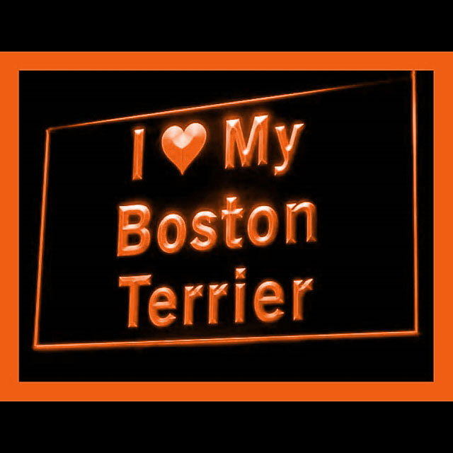 210103 I Love My Boston Terrier Pets Shop Home Decor Open Display illuminated Night Light Neon Sign 16 Color By Remote