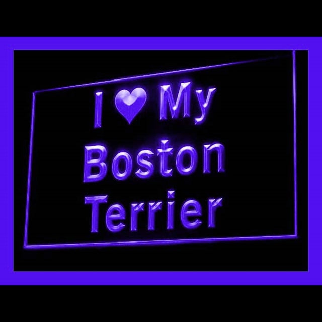 210103 I Love My Boston Terrier Pets Shop Home Decor Open Display illuminated Night Light Neon Sign 16 Color By Remote