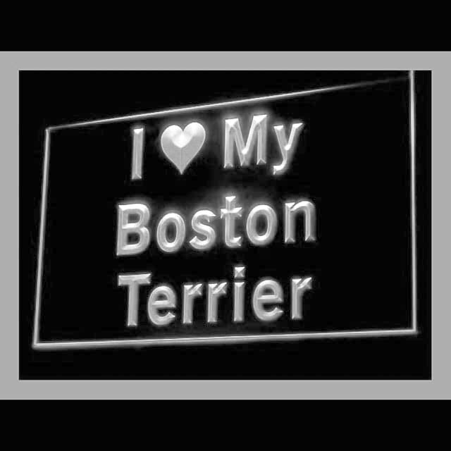 210103 I Love My Boston Terrier Pets Shop Home Decor Open Display illuminated Night Light Neon Sign 16 Color By Remote
