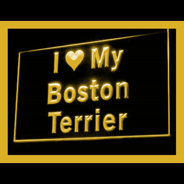 210103 I Love My Boston Terrier Pets Shop Home Decor Open Display illuminated Night Light Neon Sign 16 Color By Remote