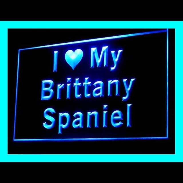 210105 I Love My Brittany Spaniel Pets Shop Home Decor Open Display illuminated Night Light Neon Sign 16 Color By Remote