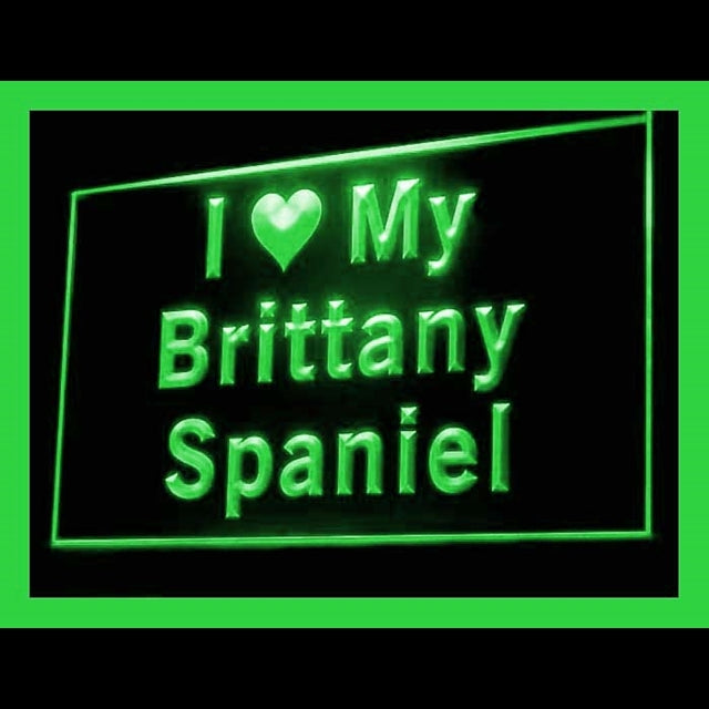 210105 I Love My Brittany Spaniel Pets Shop Home Decor Open Display illuminated Night Light Neon Sign 16 Color By Remote