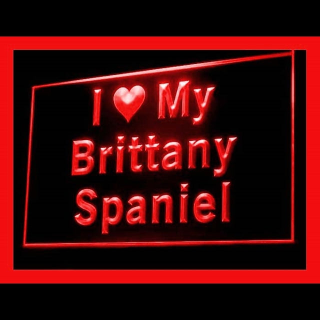 210105 I Love My Brittany Spaniel Pets Shop Home Decor Open Display illuminated Night Light Neon Sign 16 Color By Remote