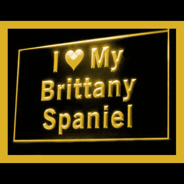 210105 I Love My Brittany Spaniel Pets Shop Home Decor Open Display illuminated Night Light Neon Sign 16 Color By Remote