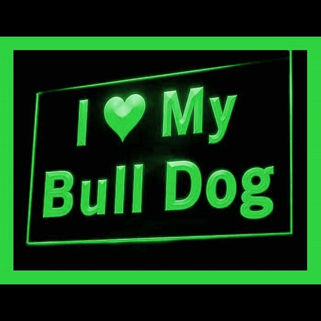 210106 I Love My Bull Dog Pets Shop Home Decor Open Display illuminated Night Light Neon Sign 16 Color By Remote