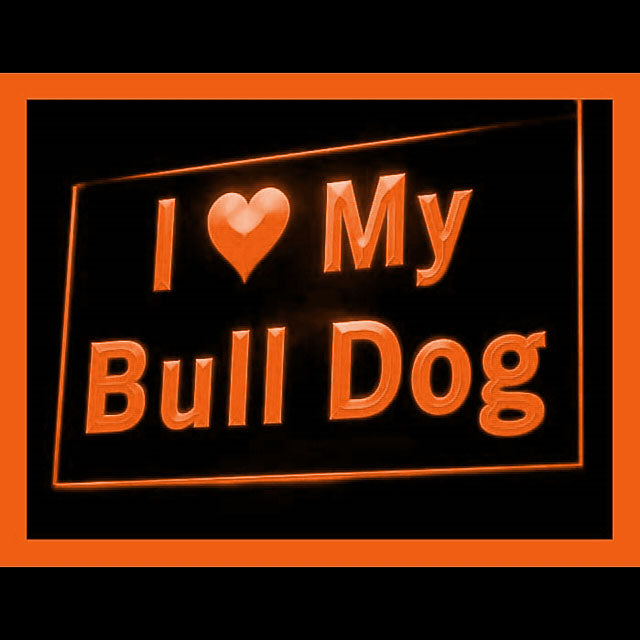 210106 I Love My Bull Dog Pets Shop Home Decor Open Display illuminated Night Light Neon Sign 16 Color By Remote