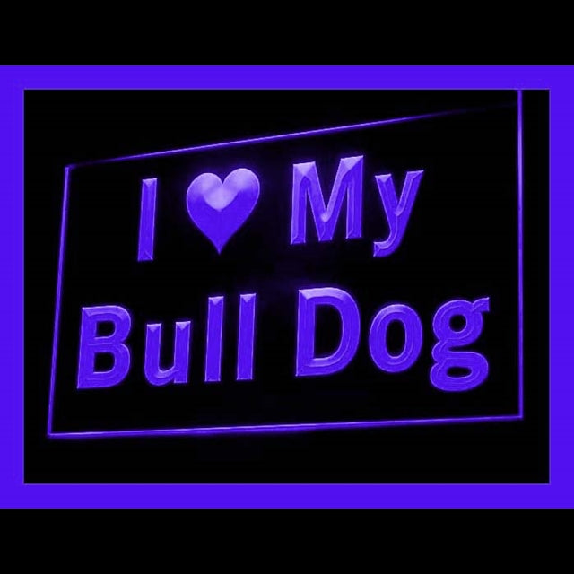 210106 I Love My Bull Dog Pets Shop Home Decor Open Display illuminated Night Light Neon Sign 16 Color By Remote