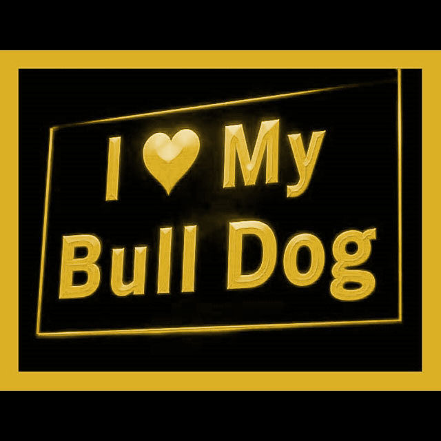 210106 I Love My Bull Dog Pets Shop Home Decor Open Display illuminated Night Light Neon Sign 16 Color By Remote