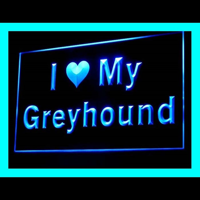 210111 I Love My Greyhound Pets Shop Home Decor Open Display illuminated Night Light Neon Sign 16 Color By Remote