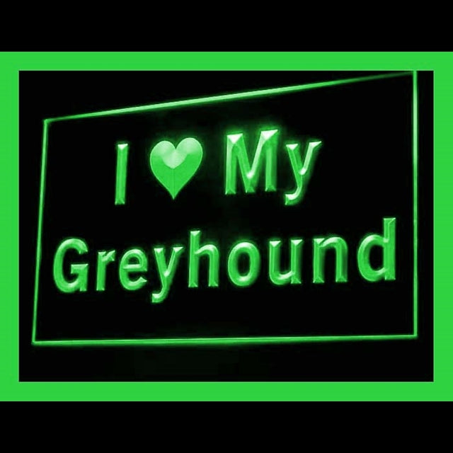 210111 I Love My Greyhound Pets Shop Home Decor Open Display illuminated Night Light Neon Sign 16 Color By Remote