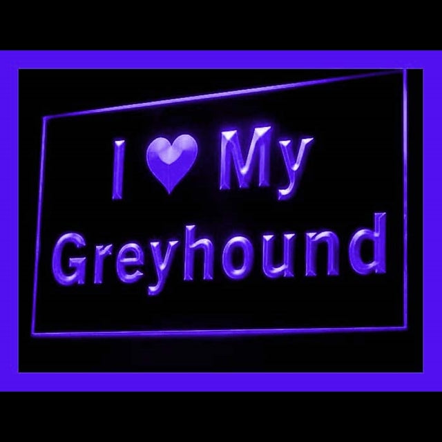 210111 I Love My Greyhound Pets Shop Home Decor Open Display illuminated Night Light Neon Sign 16 Color By Remote